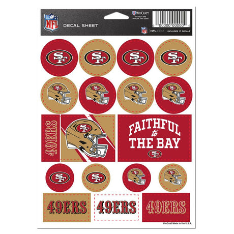 Wincraft San Francisco 49ers Vinyl Decal Sheet 5x7 Fan Gear NFL San Francisco 49ers