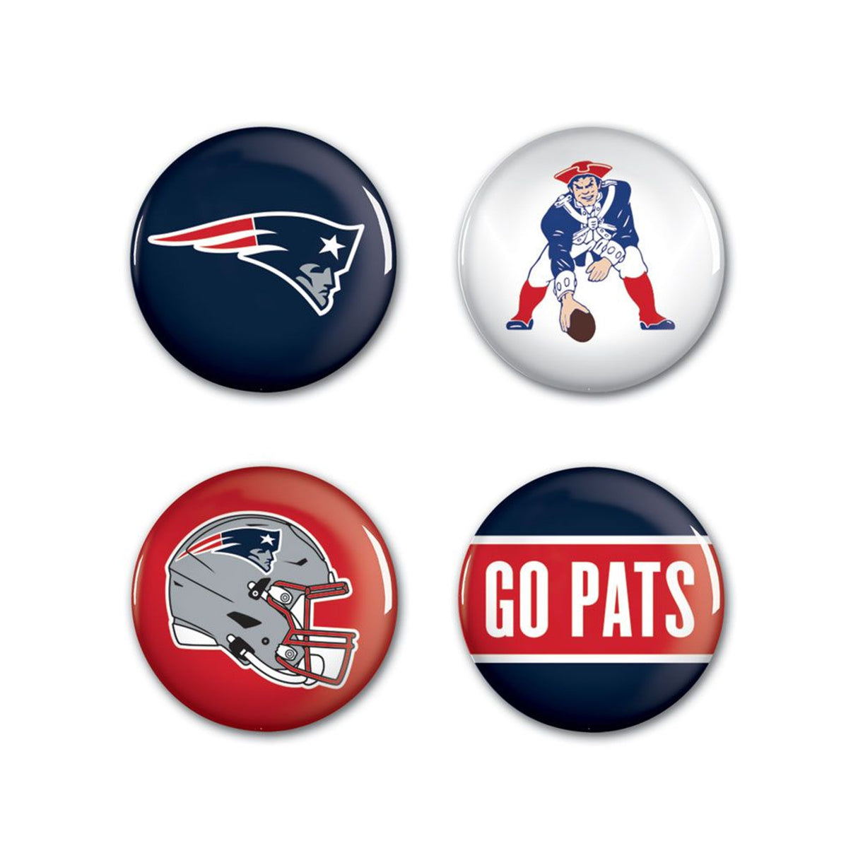 Wincraft New England 4 Pack Patriots Buttons Fan Gear NFL New England Patriots