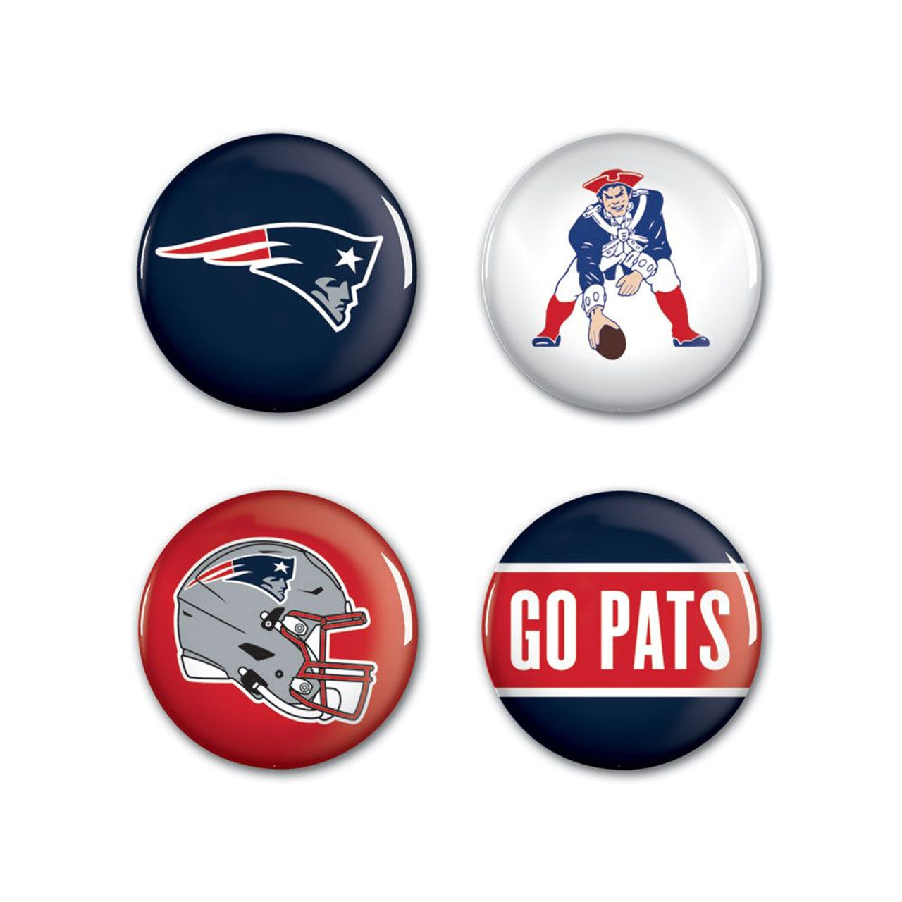 Wincraft New England 4 Pack Patriots Buttons Fan Gear NFL New England Patriots