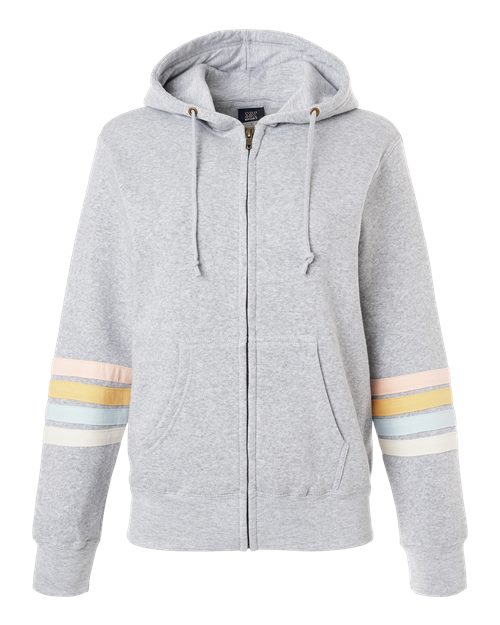 MV Sport Women's Striped Sleeves Full-Zip Hooded Sweatshirt Womens Apparel Sweatshirts & Fleece