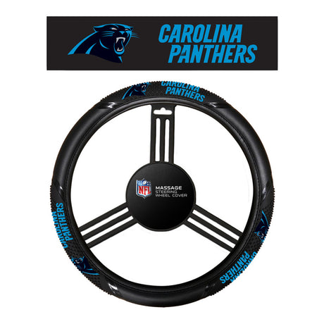 Fremont Die Carolina Panthers Massage Grip Steering Wheel Cover Fan Gear NFL Carolina Panthers