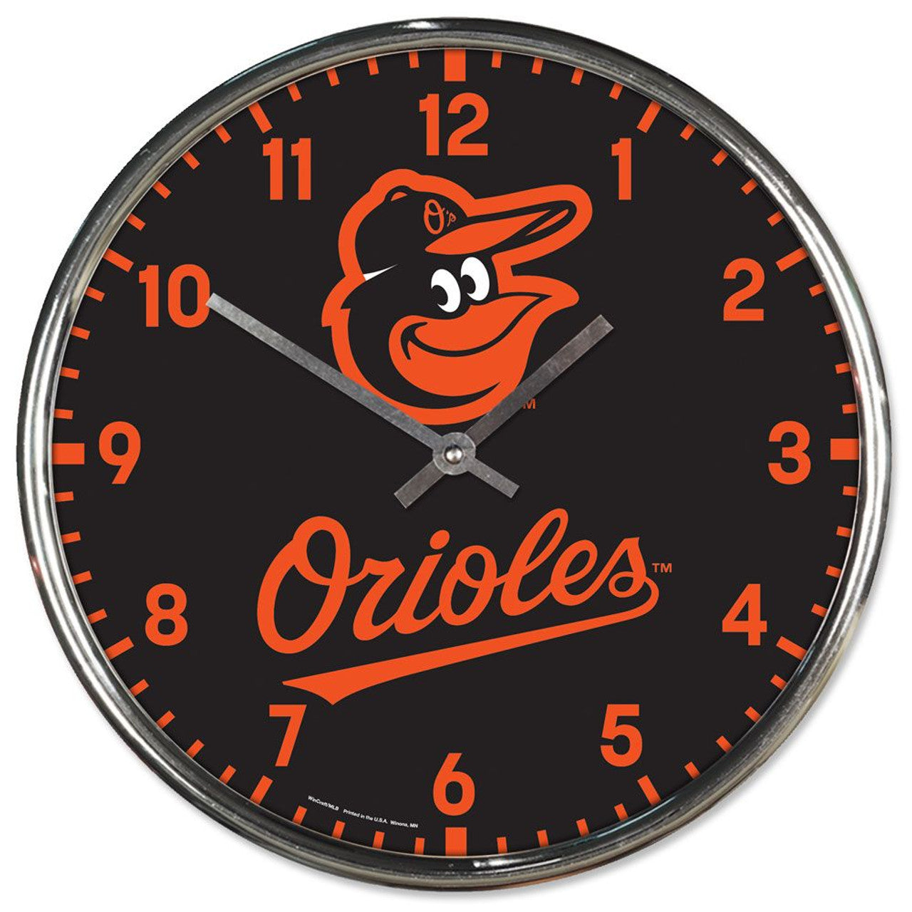 Wincraft Baltimore Orioles Chrome Round Style Wall Clock Fan Gear MLB Baltimore Orioles