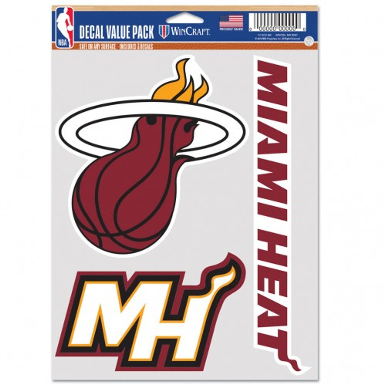 Wincraft Miami Heat Fan 3 Pack Multi Use Decal Fan Gear NBA Miami Heat