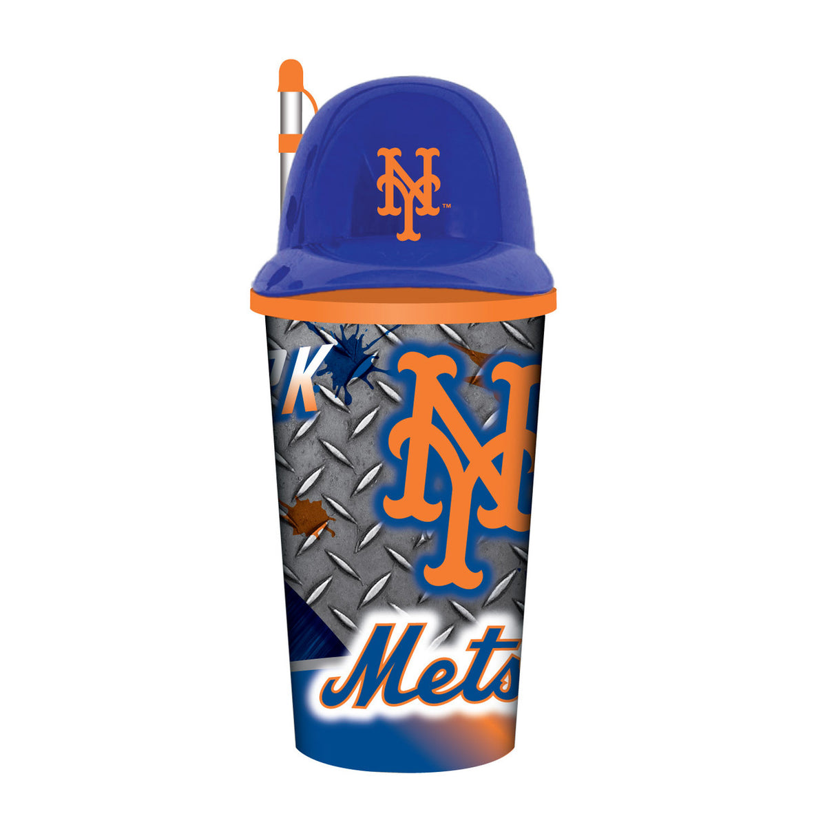 Mojo Licensing New York Mets 32oz Plastic Helmet Cup with Straw Fan Gear MLB New York Mets