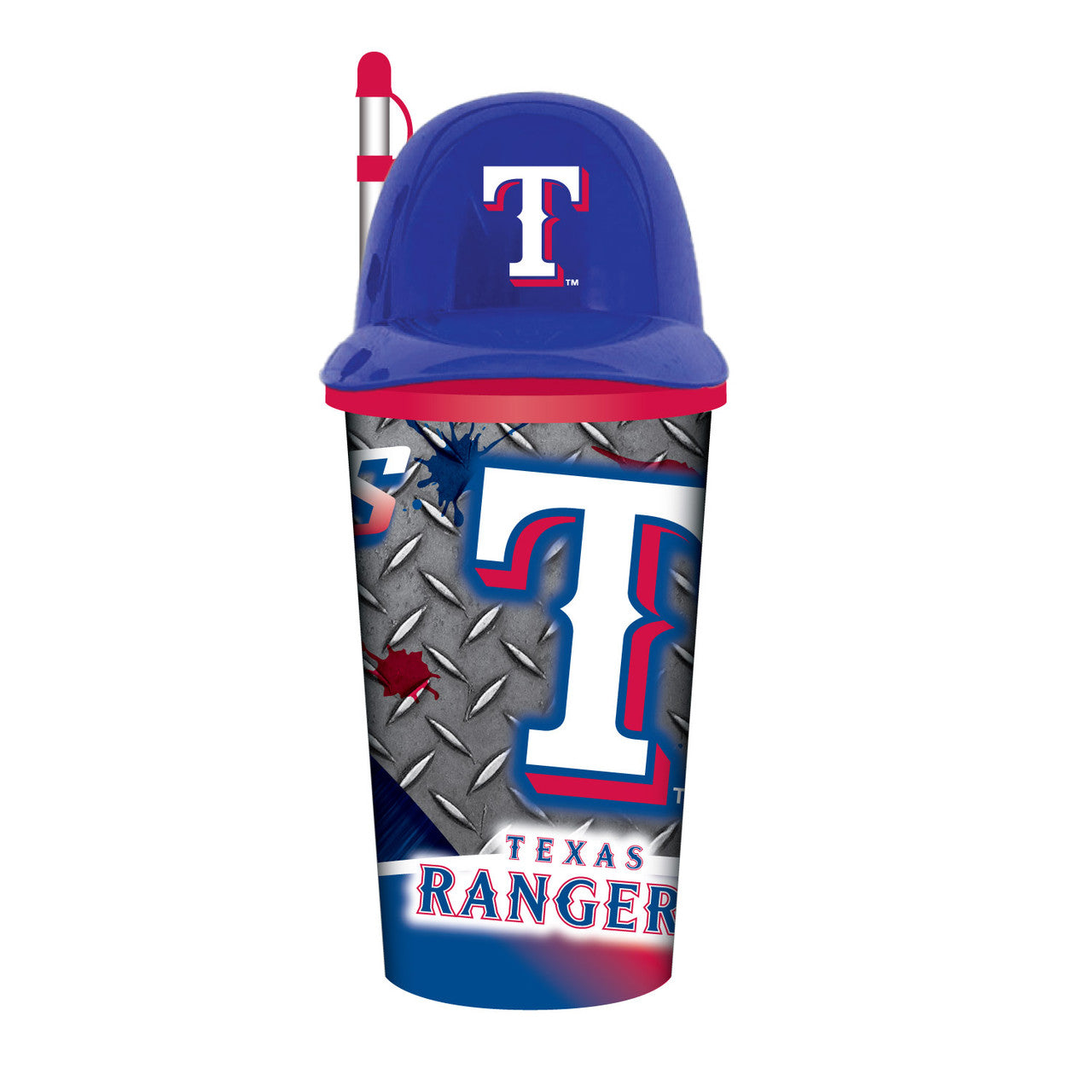 Mojo Licensing Texas Rangers 32oz Plastic Helmet Cup with Straw Fan Gear MLB Texas Rangers