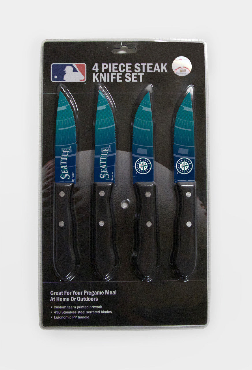 The Sports Vault Seattle Mariners 4 Pack Steak Knife Set Fan Gear MLB Seattle Mariners