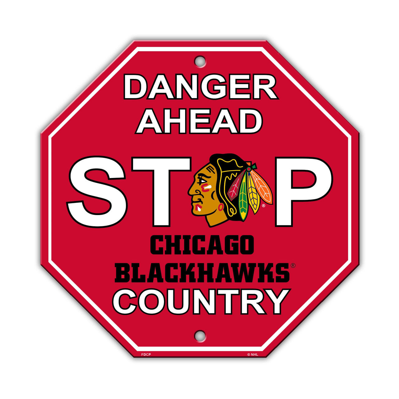Fremont Die Chicago Blackhawks Plastic Stop Style Sign 12x12 Fan Gear NHL Chicago Blackhawks