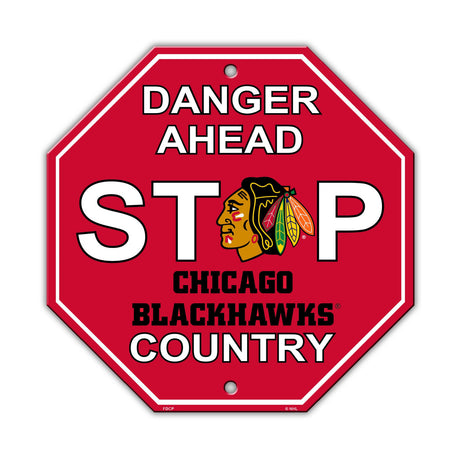 Fremont Die Chicago Blackhawks Plastic Stop Style Sign 12x12 Fan Gear NHL Chicago Blackhawks