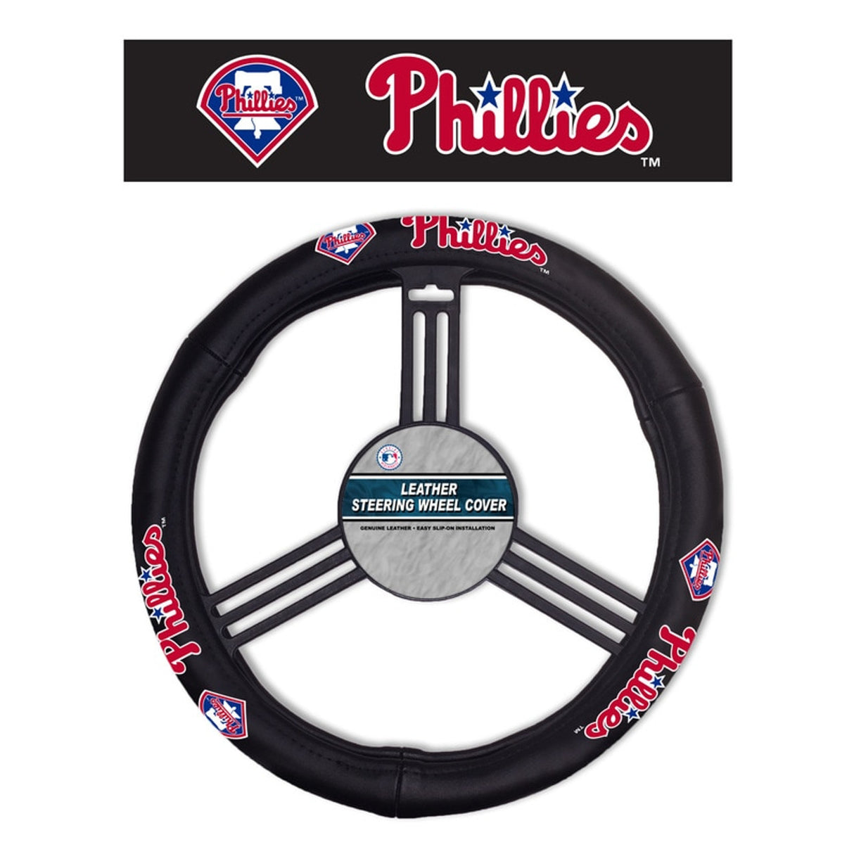 Fremont Die Philadelphia Phillies Leather Steering Wheel Cover Fan Gear MLB Philadelphia Phillies