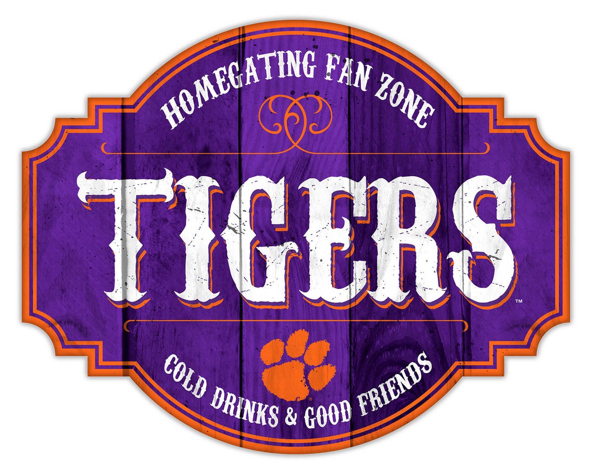 Fan Creations Clemson Tigers 12 Inch Homegating Tavern Wood Sign Fan Gear NCAA Clemson Tigers
