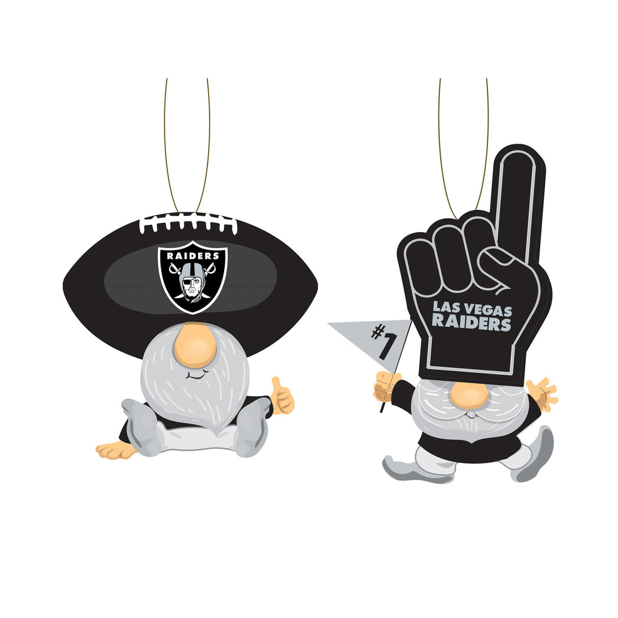 Evergreen Enterprises Las Vegas Raiders Fan 2 Pack Gnome Ornament Fan Gear NFL Las Vegas Raiders
