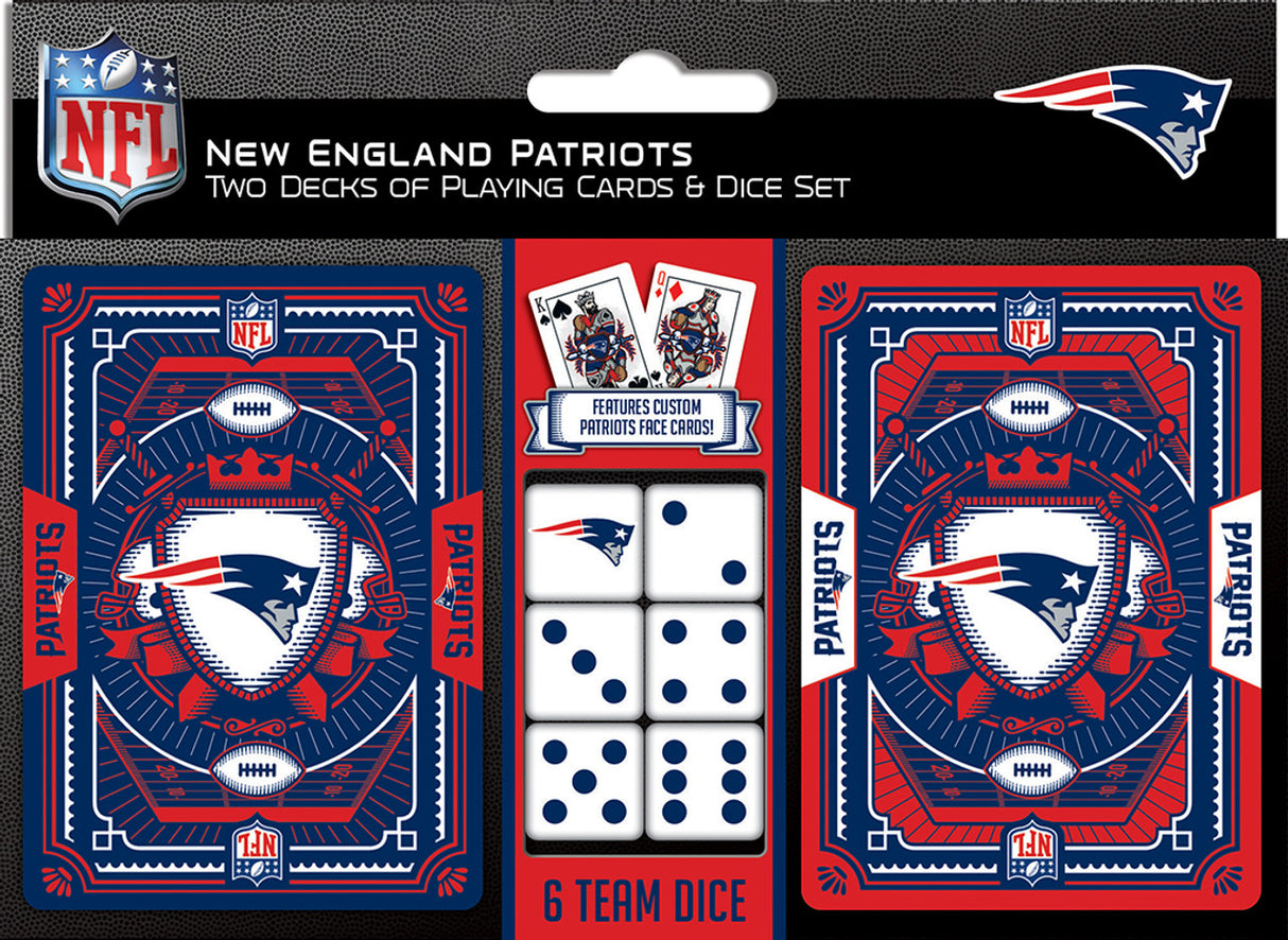 Masterpieces Puzzle Company New England Patriots Playing Cards and Dice Set Fan Gear NFL New England Patriots