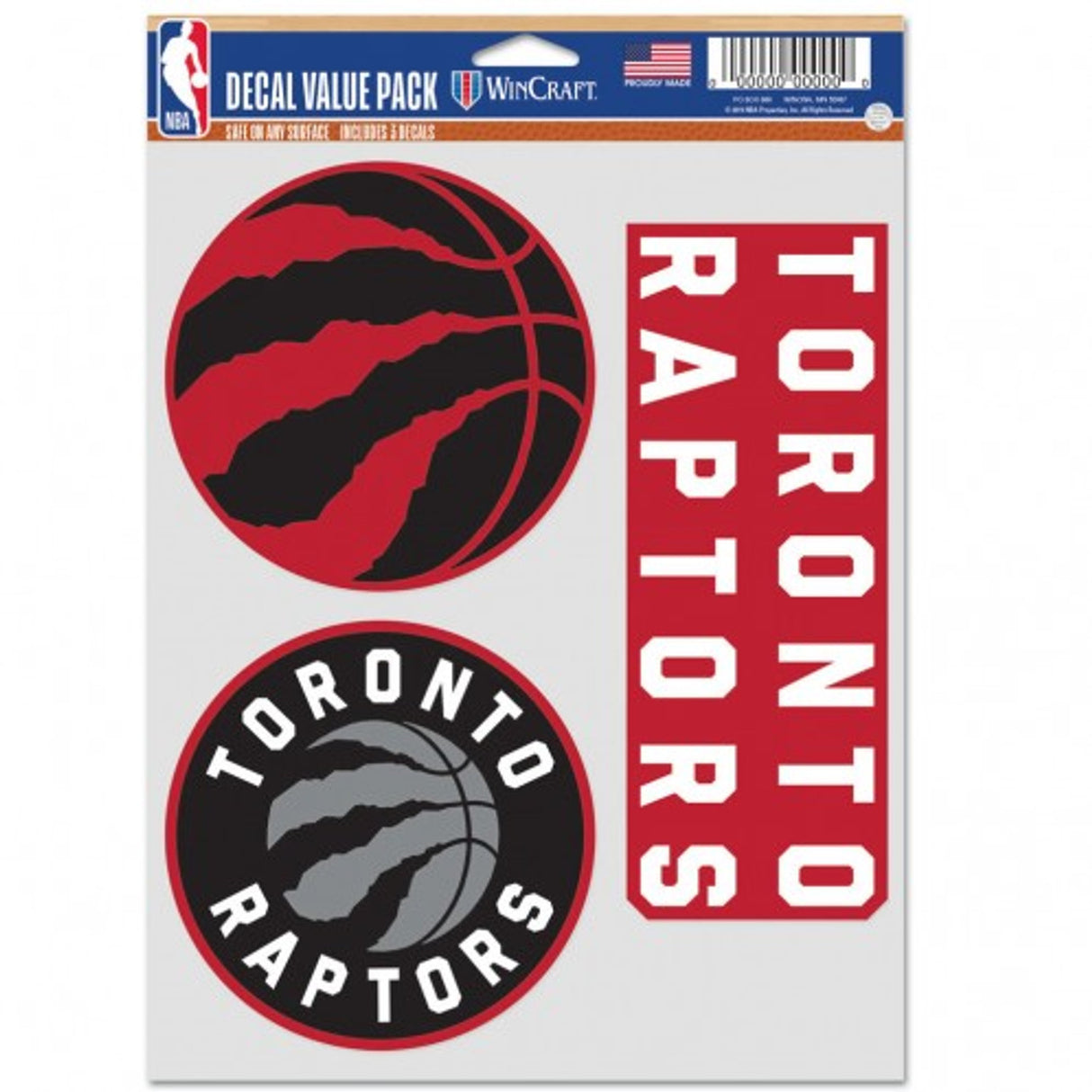 Wincraft Toronto Raptors Fan 3 Pack Multi Use Decal Fan Gear NBA Toronto Raptors