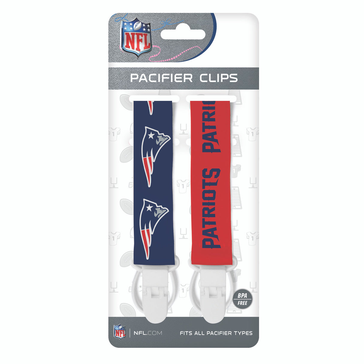 Masterpieces Puzzle Company New England Patriots 2 Pack Pacifier Clips Fan Gear NFL New England Patriots