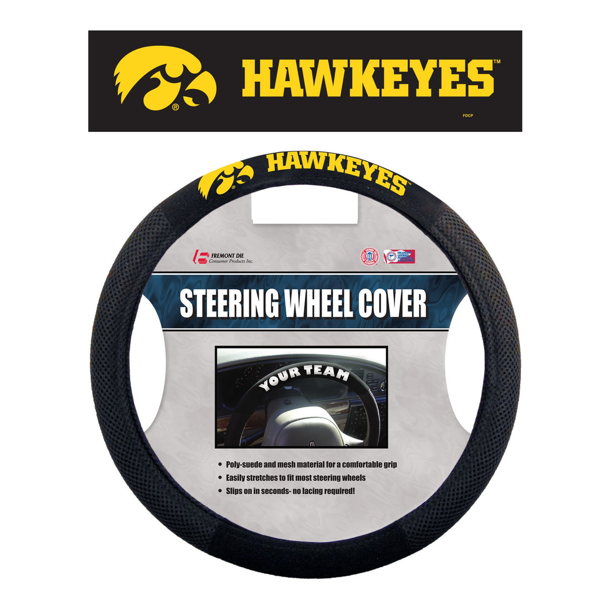 Fremont Die Iowa Hawkeyes Alternate Style Mesh Steering Wheel Cover Fan Gear NCAA Iowa Hawkeyes