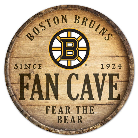 Wincraft Boston Bruins 14 Inch Round Barrel Top Design Wood Sign - Special Order Fan Gear NHL Boston Bruins