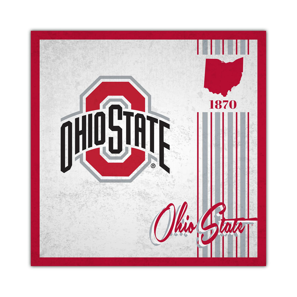 Fan Creations Ohio State Buckeyes Album Design Wood Sign 10x10 Fan Gear NCAA Ohio State Buckeyes