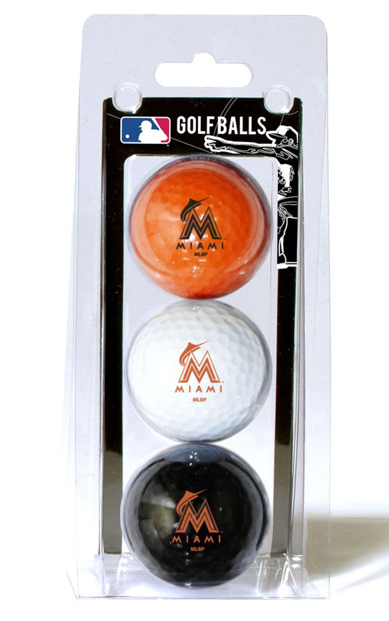 Team Golf Miami Marlins 3 Pack of Golf Balls Fan Gear MLB Miami Marlins