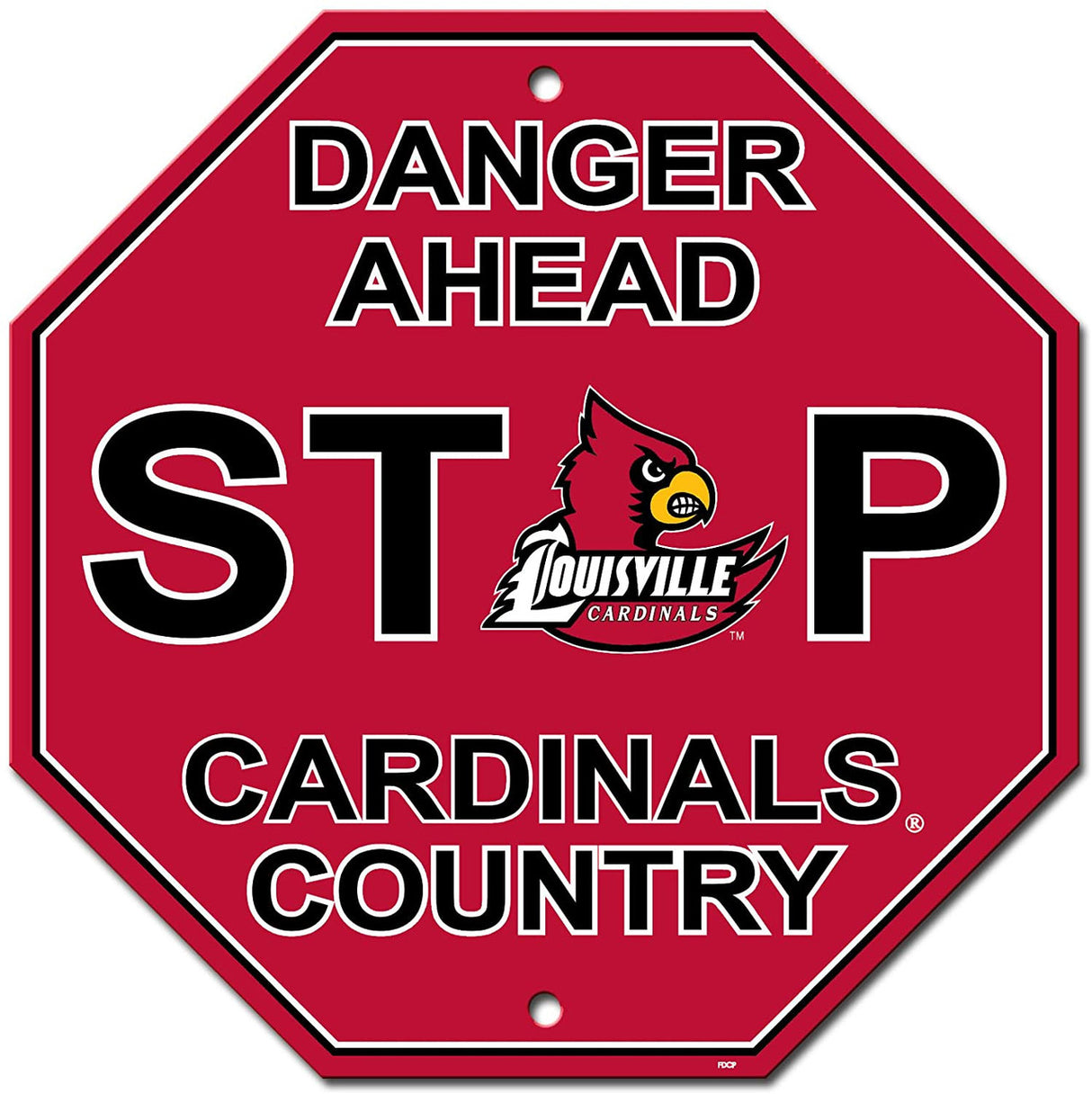 Fremont Die Louisville Cardinals Plastic Stop Style Sign 12x12 Fan Gear NCAA Louisville Cardinals