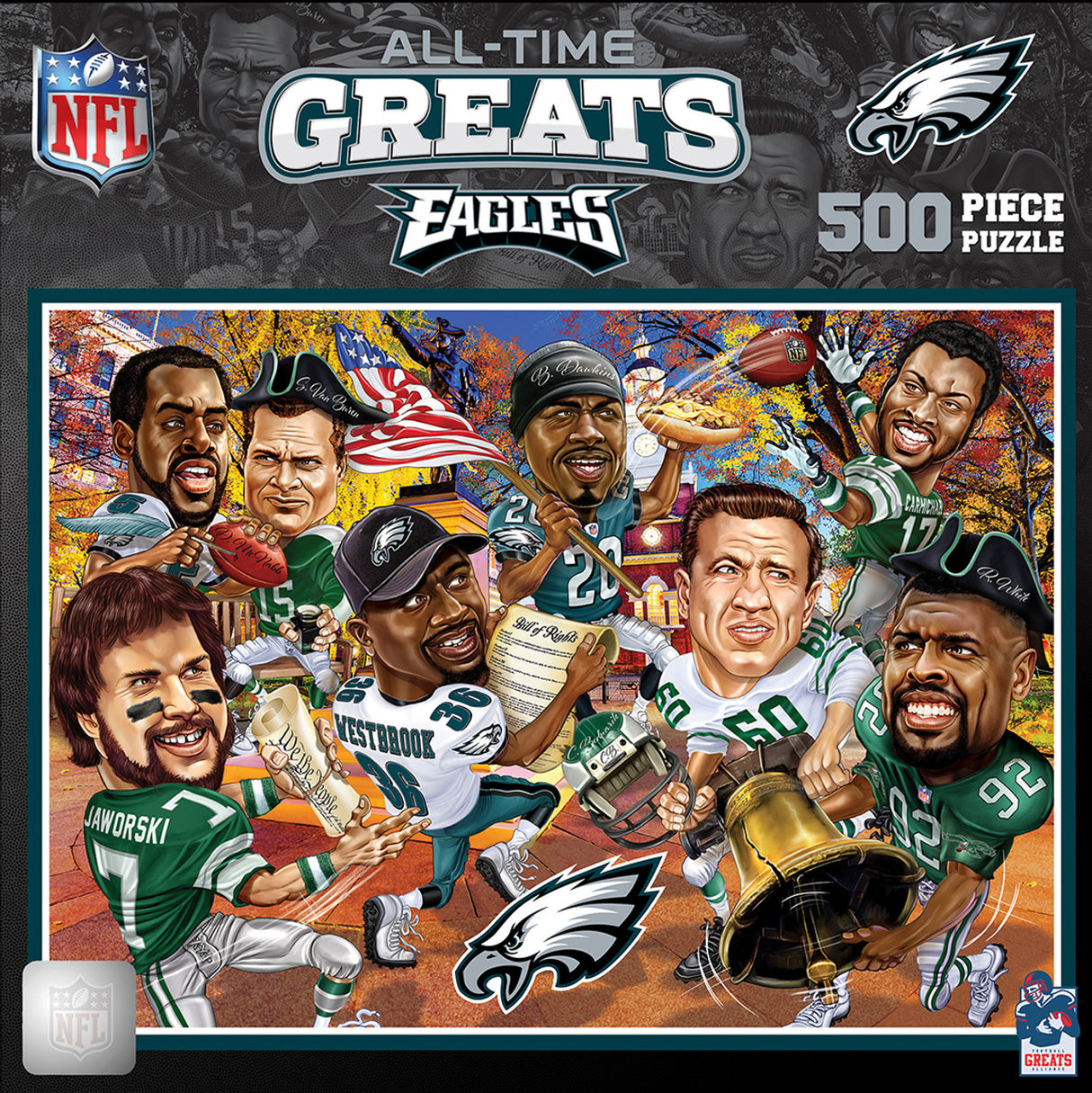 Masterpieces Puzzle Company Philadelphia Eagles All-Time Greats 500 Piece Puzzle Fan Gear NFL Philadelphia Eagles