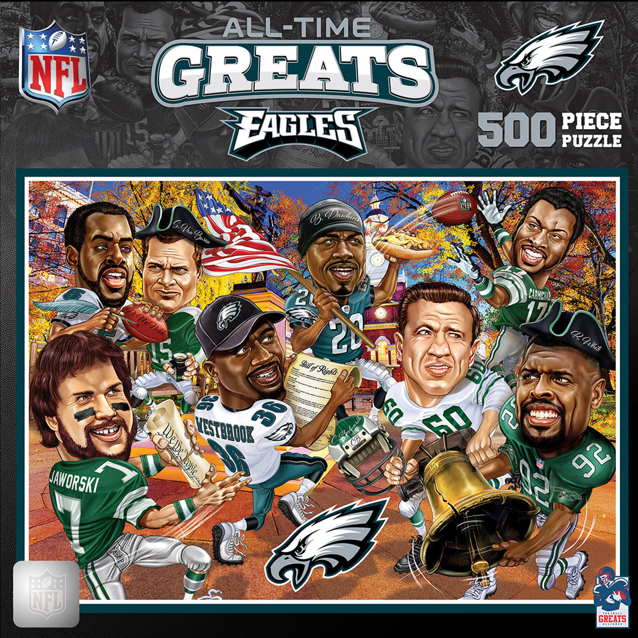 Masterpieces Puzzle Company Philadelphia Eagles All-Time Greats 500 Piece Puzzle Fan Gear NFL Philadelphia Eagles