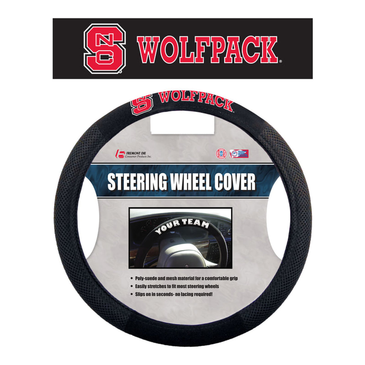 Fremont Die North Carolina State Wolfpack Mesh Alternate Steering Wheel Cover Fan Gear NCAA North Carolina State Wolfpack