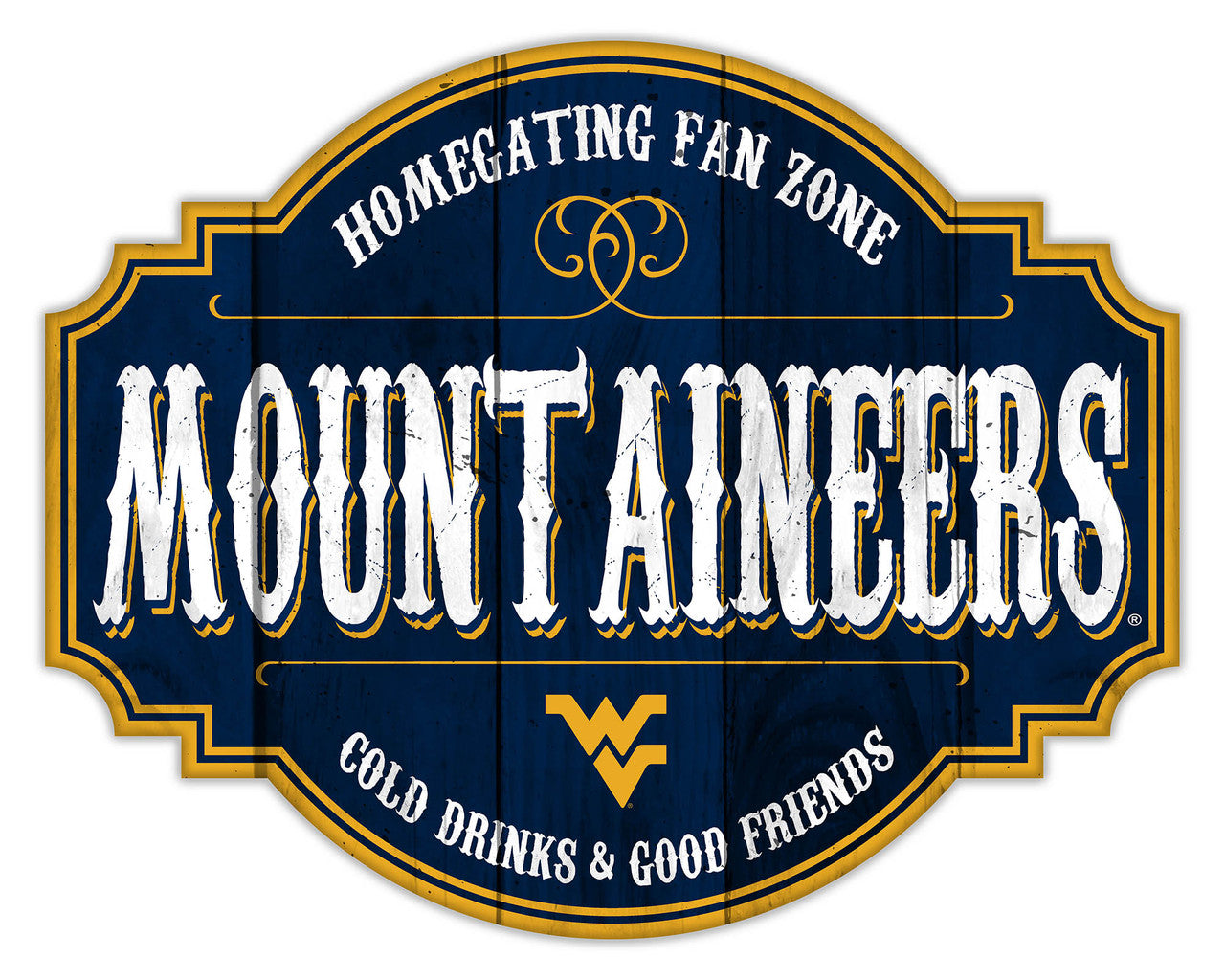 Fan Creations West Virginia Mountaineers 12 Inch Homegating Tavern Wood Sign Fan Gear NCAA West Virginia Mountaineers