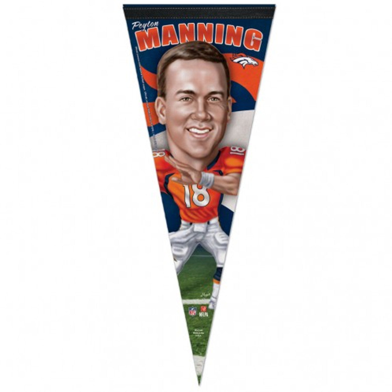 Wincraft Denver Broncos Premium Style Peyton Manning Caricature Design Pennant 12x30 Fan Gear NFL Denver Broncos