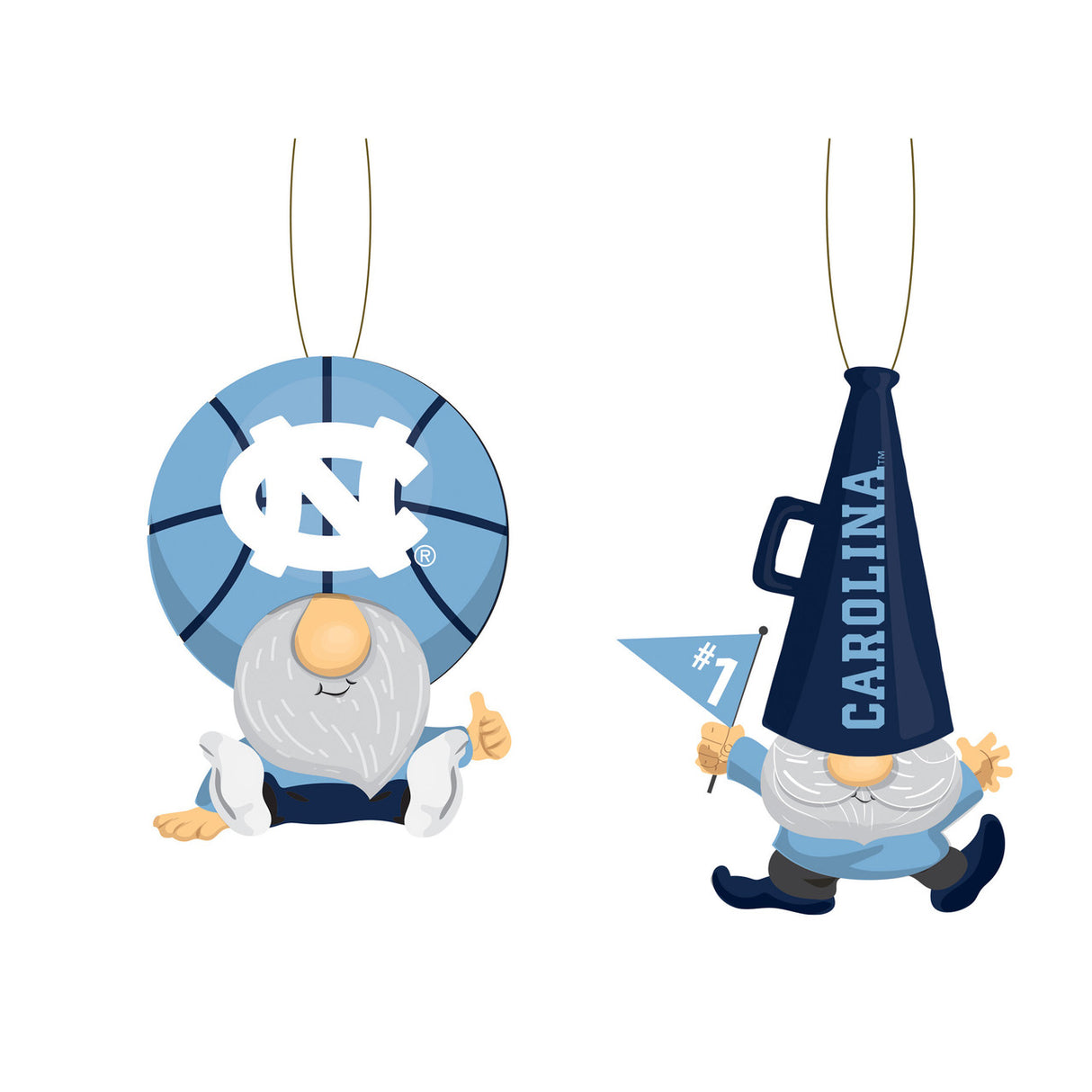 Evergreen Enterprises North Carolina Tar Heels Fan 2 Pack Gnome Ornament Fan Gear NCAA North Carolina Tar Heels