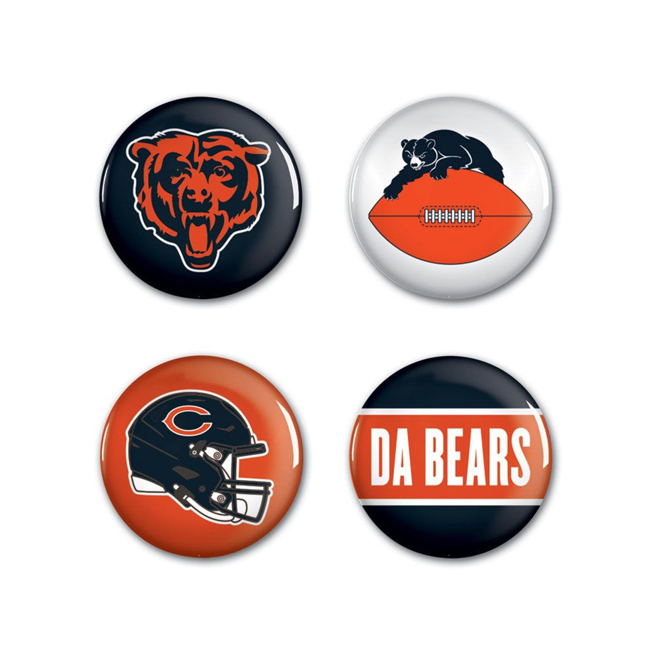 Wincraft Chicago Bears 4 Pack Buttons Fan Gear NFL Chicago Bears