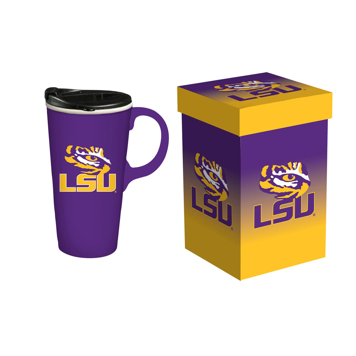 Evergreen Enterprises LSU Tigers 17oz Travel Cup with Gift Box Fan Gear NCAA LSU Tigers