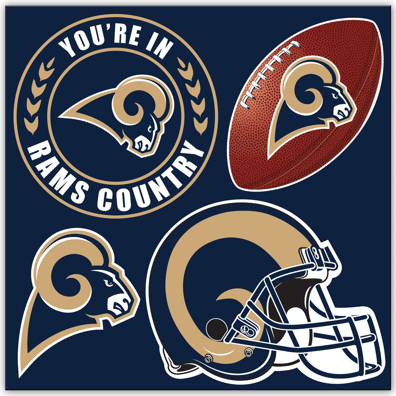 Fremont Die Los Angeles Rams 4 Piece Magnet Kit Fan Gear NFL Los Angeles Rams