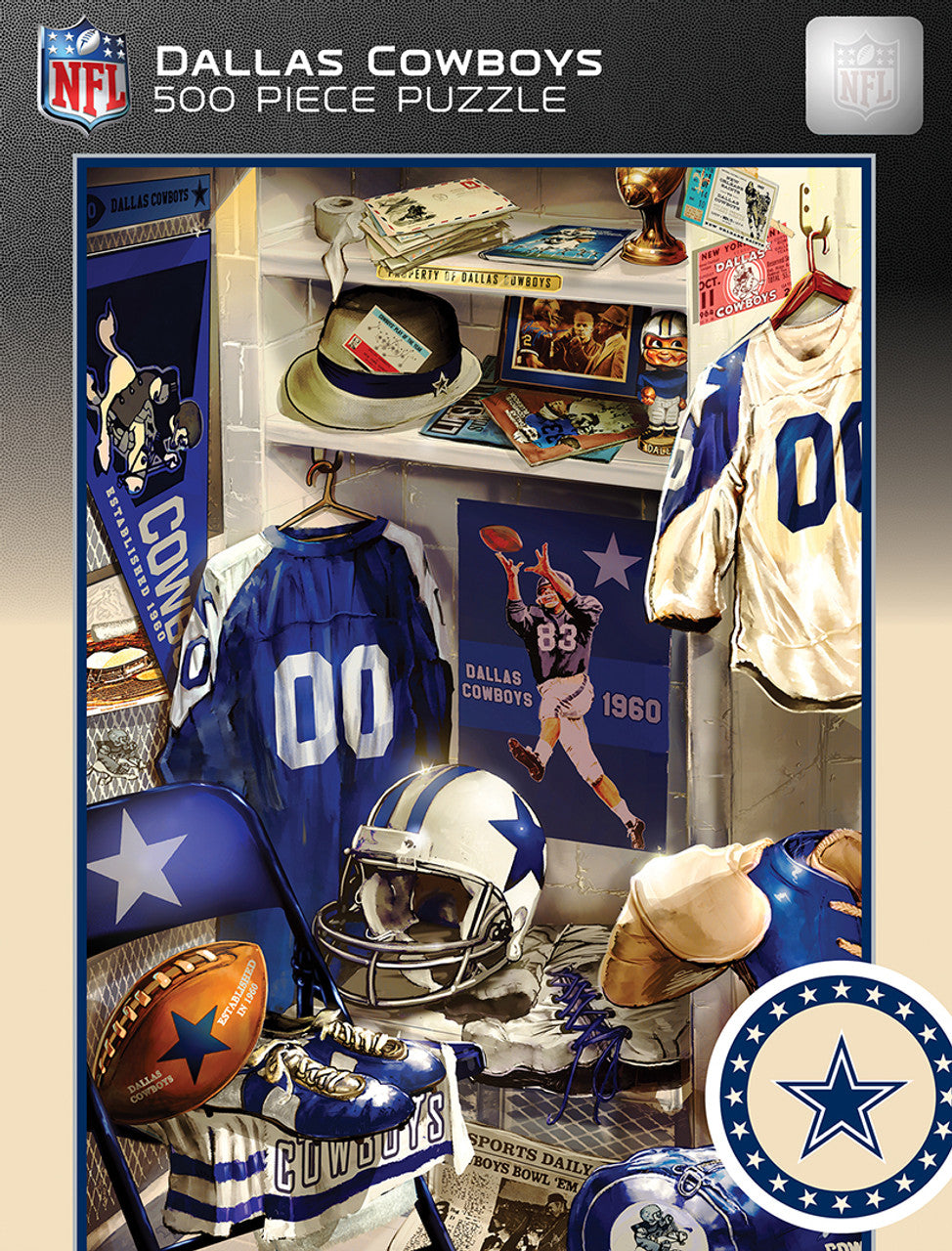 Masterpieces Puzzle Company Dallas Cowboys Locker Room 500 Piece Puzzle Fan Gear NFL Dallas Cowboys