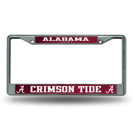 Rico Industries Alabama Crimson Tide Chrome Printed License Plate Frame Fan Gear NCAA Alabama Crimson Tide