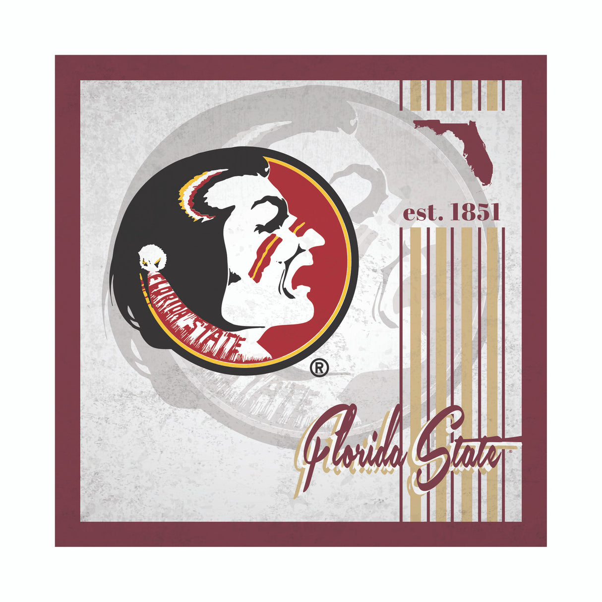 Fan Creations Florida State Seminoles Album Design Wood Sign 10x10 Fan Gear NCAA Florida State Seminoles