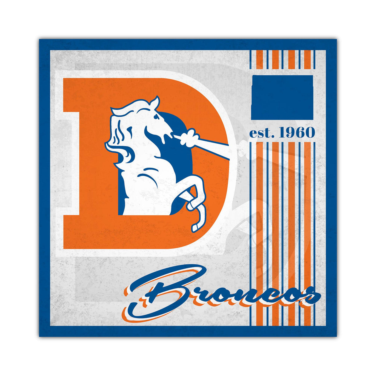 Fan Creations Denver Broncos Album Design Wood Sign 10x10 Fan Gear NFL Denver Broncos