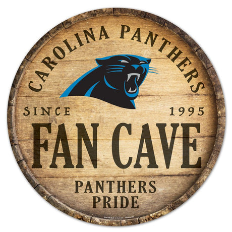 Wincraft Carolina Panthers 14 Inch Round Barrel Top Design Wood Sign Fan Gear NFL Carolina Panthers