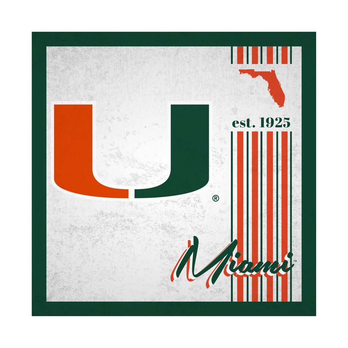 Fan Creations Miami Hurricanes Album Design Wood Sign 10x10 Fan Gear NCAA Miami Hurricanes