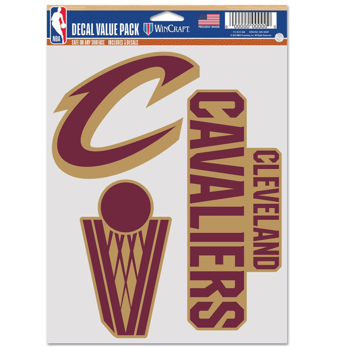 Wincraft Cleveland Cavaliers Fan Multi Use 3 Pack Decal Fan Gear NBA Cleveland Cavaliers