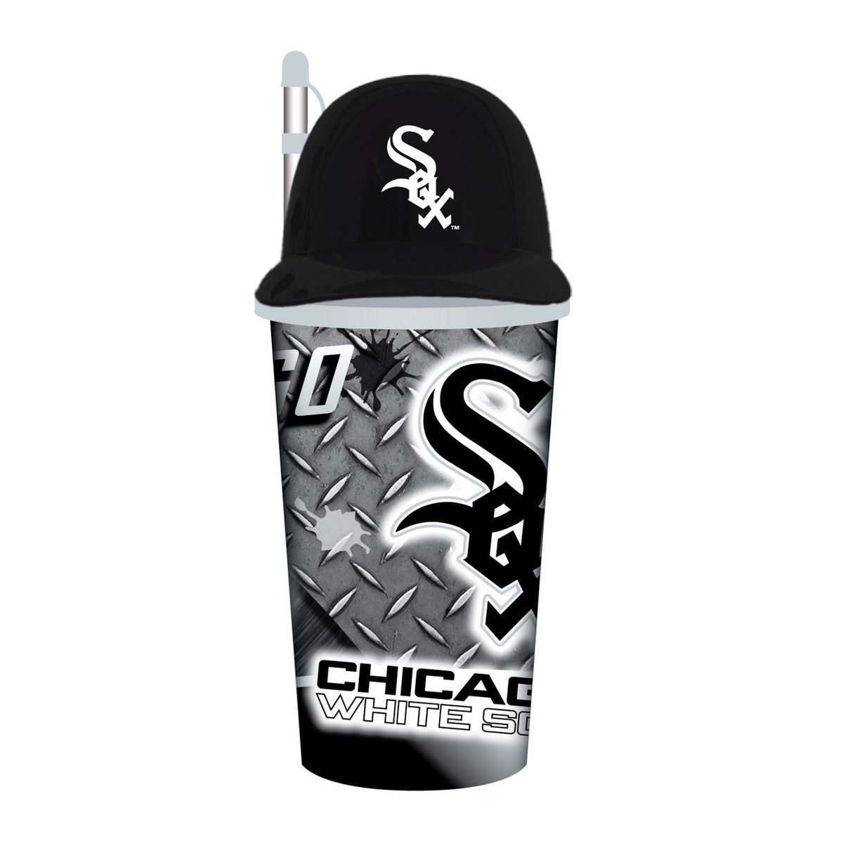 Mojo Licensing Chicago White Sox 32oz Plastic Helmet Cup with Straw Fan Gear MLB Chicago White Sox