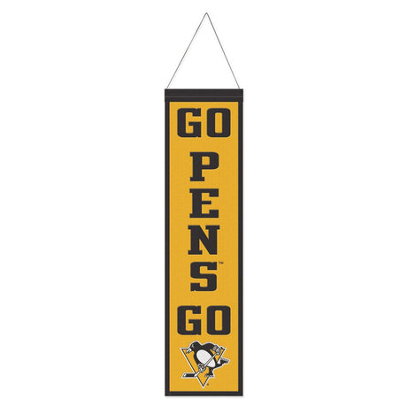 Wincraft Pittsburgh Penguins Heritage Slogan Design Wool Banner 8x32 - Special Order Fan Gear NHL Pittsburgh Penguins