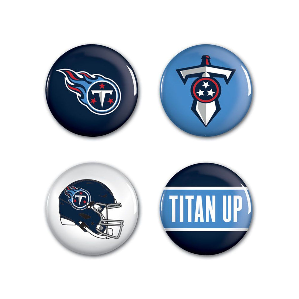 Wincraft Tennessee Titans 4 Pack Buttons Fan Gear NFL Tennessee Titans
