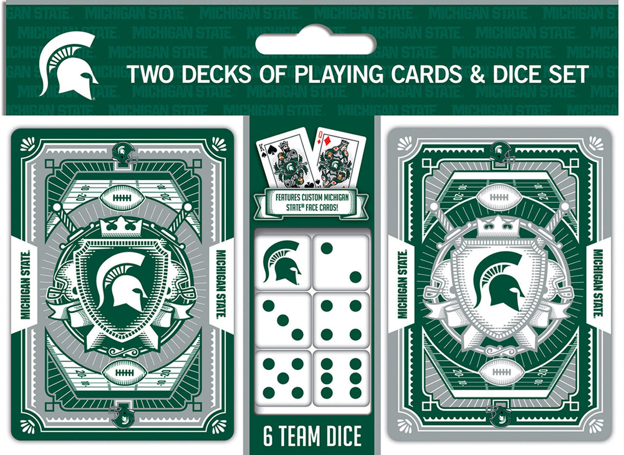 Masterpieces Puzzle Company Michigan State Spartans Playing Cards and Dice Set Fan Gear NCAA Michigan State Spartans