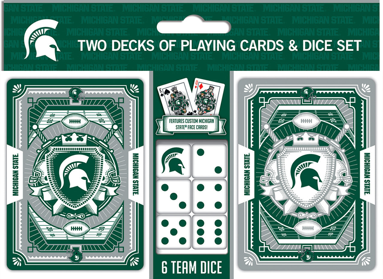 Masterpieces Puzzle Company Michigan State Spartans Playing Cards and Dice Set Fan Gear NCAA Michigan State Spartans