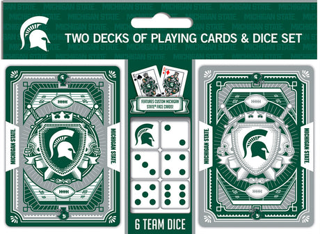 Masterpieces Puzzle Company Michigan State Spartans Playing Cards and Dice Set Fan Gear NCAA Michigan State Spartans