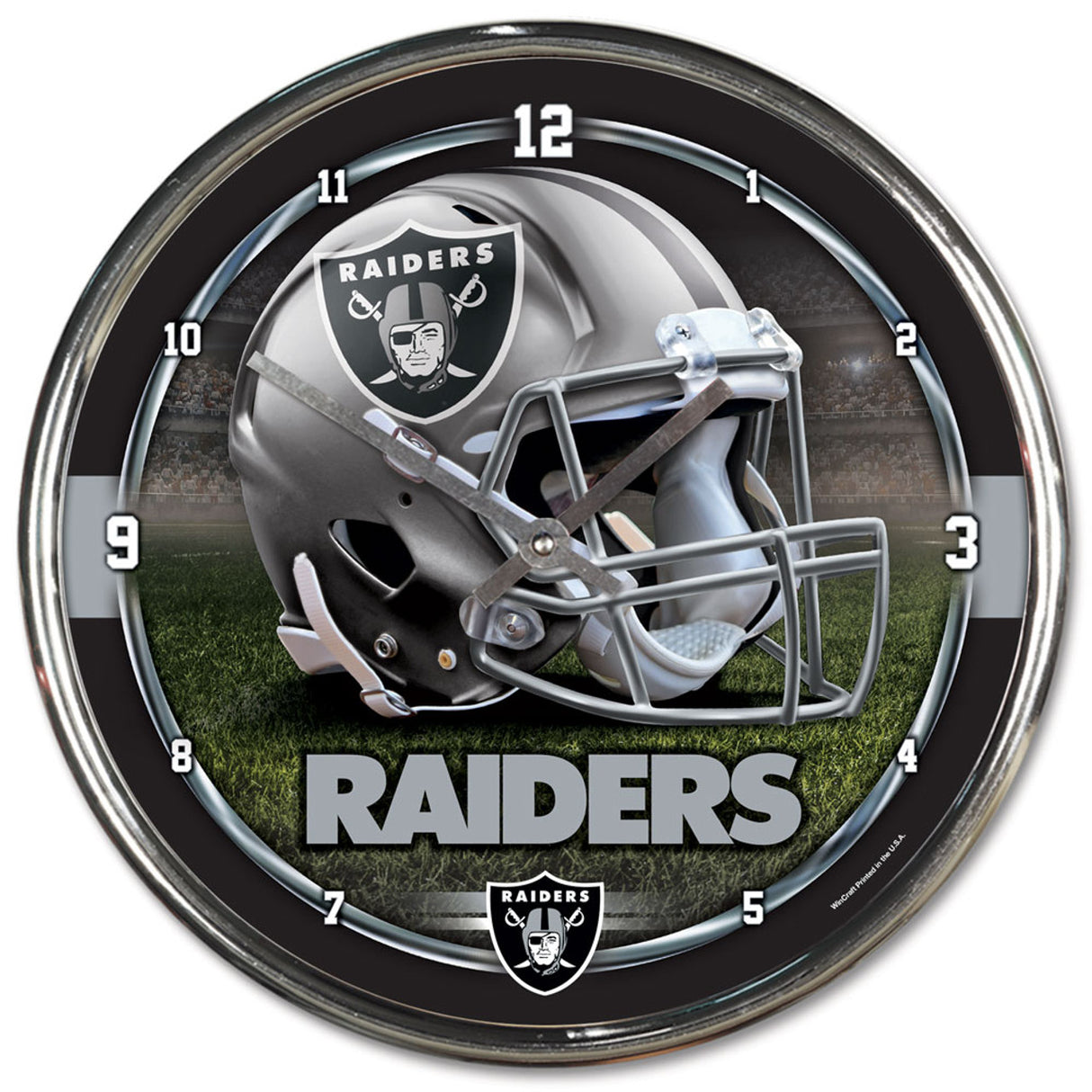 Wincraft Las Vegas Raiders Chrome Round Wall Clock Fan Gear NFL Las Vegas Raiders