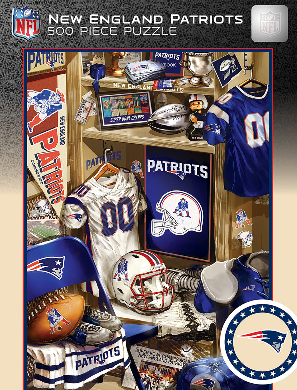 Masterpieces Puzzle Company New England Patriots Locker Room 500 Piece Puzzle Fan Gear NFL New England Patriots