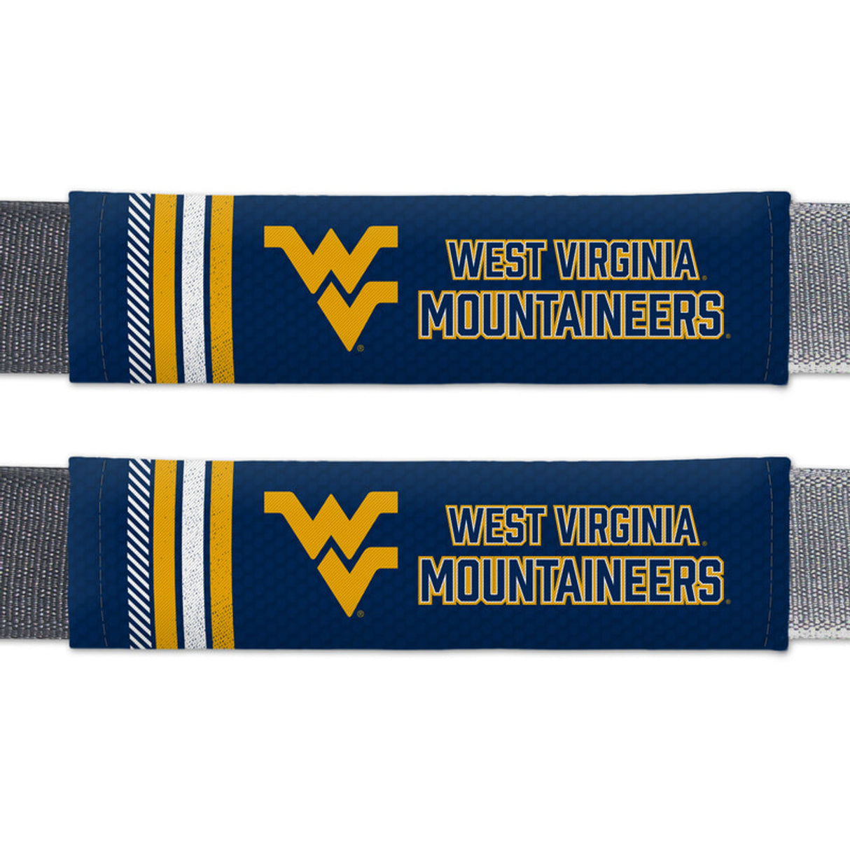 Fremont Die West Virginia Mountaineers Rally Design Seat Belt Pads Fan Gear NCAA West Virginia Mountaineers