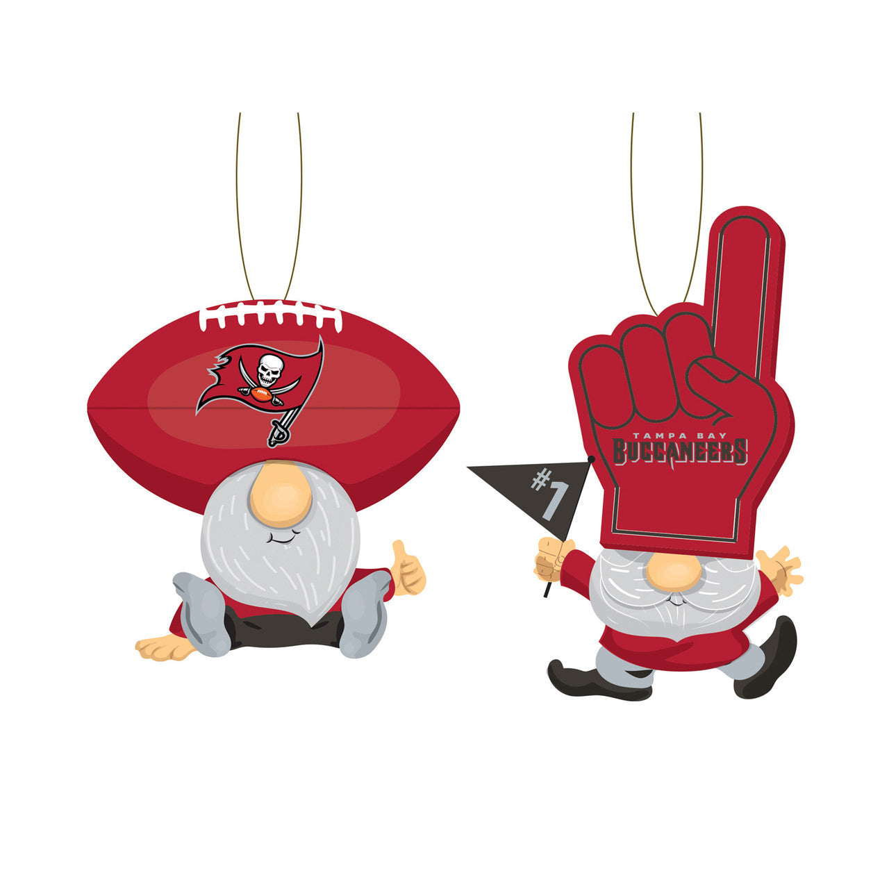 Evergreen Enterprises Tampa Bay Buccaneers Fan 2 Pack Gnome Ornament Fan Gear NFL Tampa Bay Buccaneers