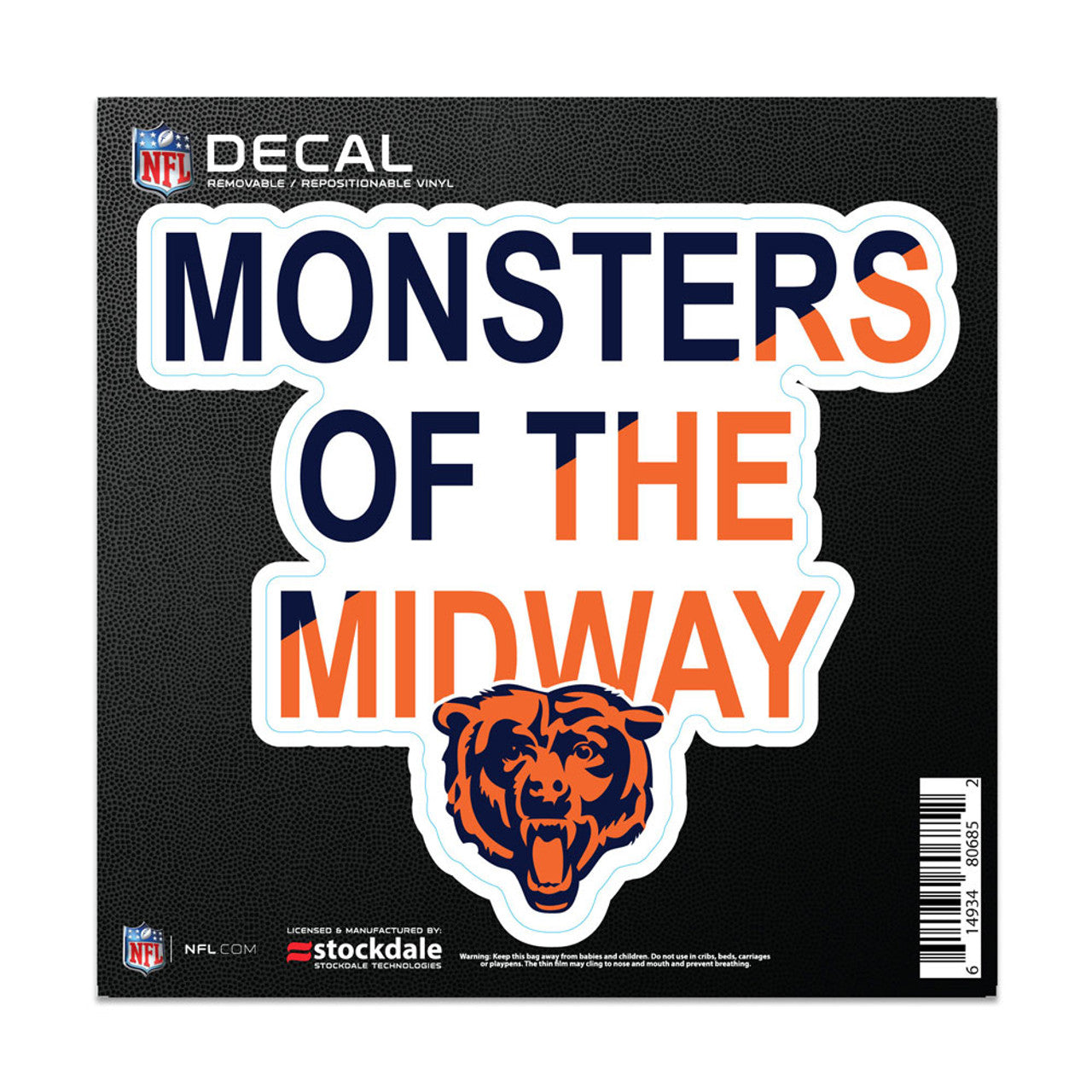 Wincraft Chicago Bears All Surface Slogan Decal 6x6 Fan Gear NFL Chicago Bears